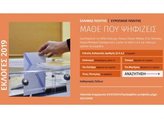Στην εφαρμογή «Μάθε που Ψηφίζεις» η αναζήτηση του εκλογικού τμήματος